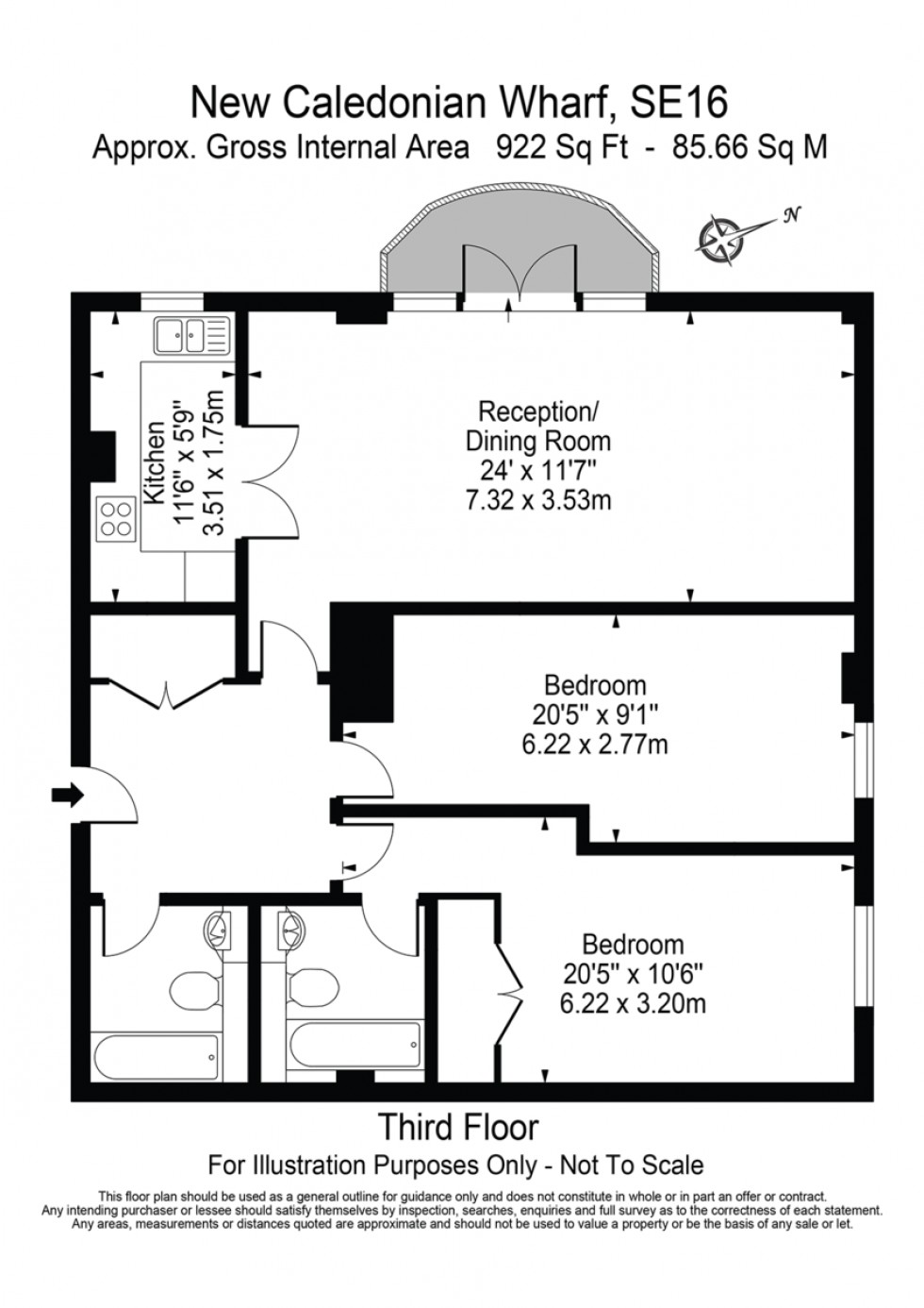 Floorplan for New Caledonian Wharf, Canada Water, SE16