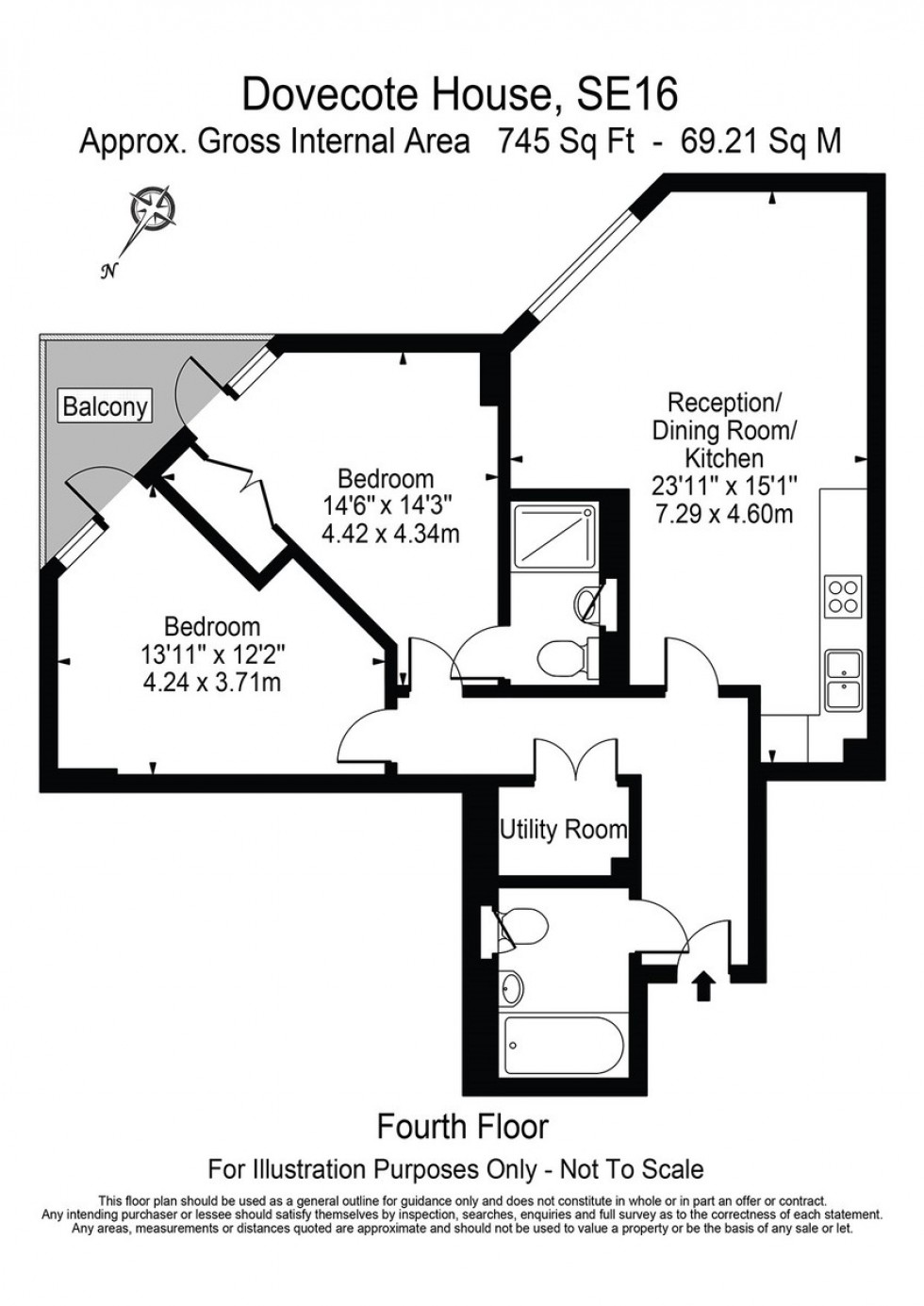 Floorplan for Dovecote House, Water Gardens Square
