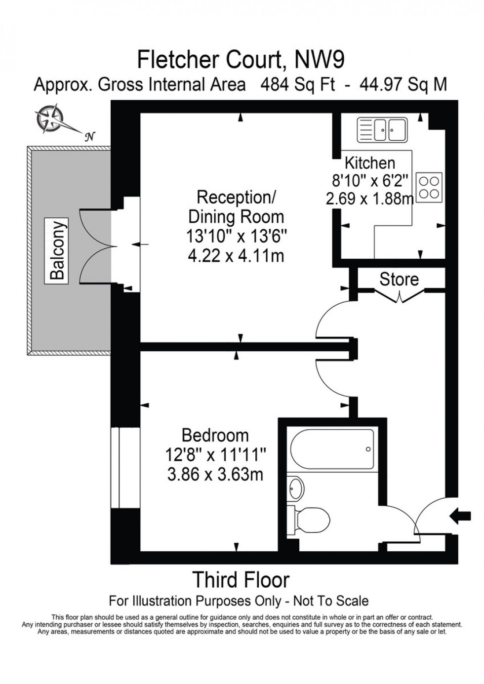 Floorplan for Fletcher Court, Colindale