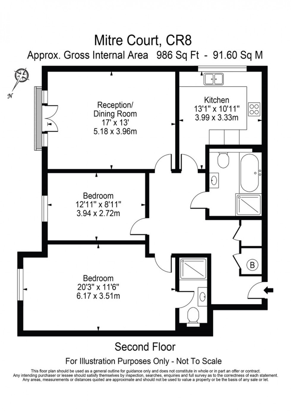 Floorplan for Mitre Court, Plough Lane, Purley